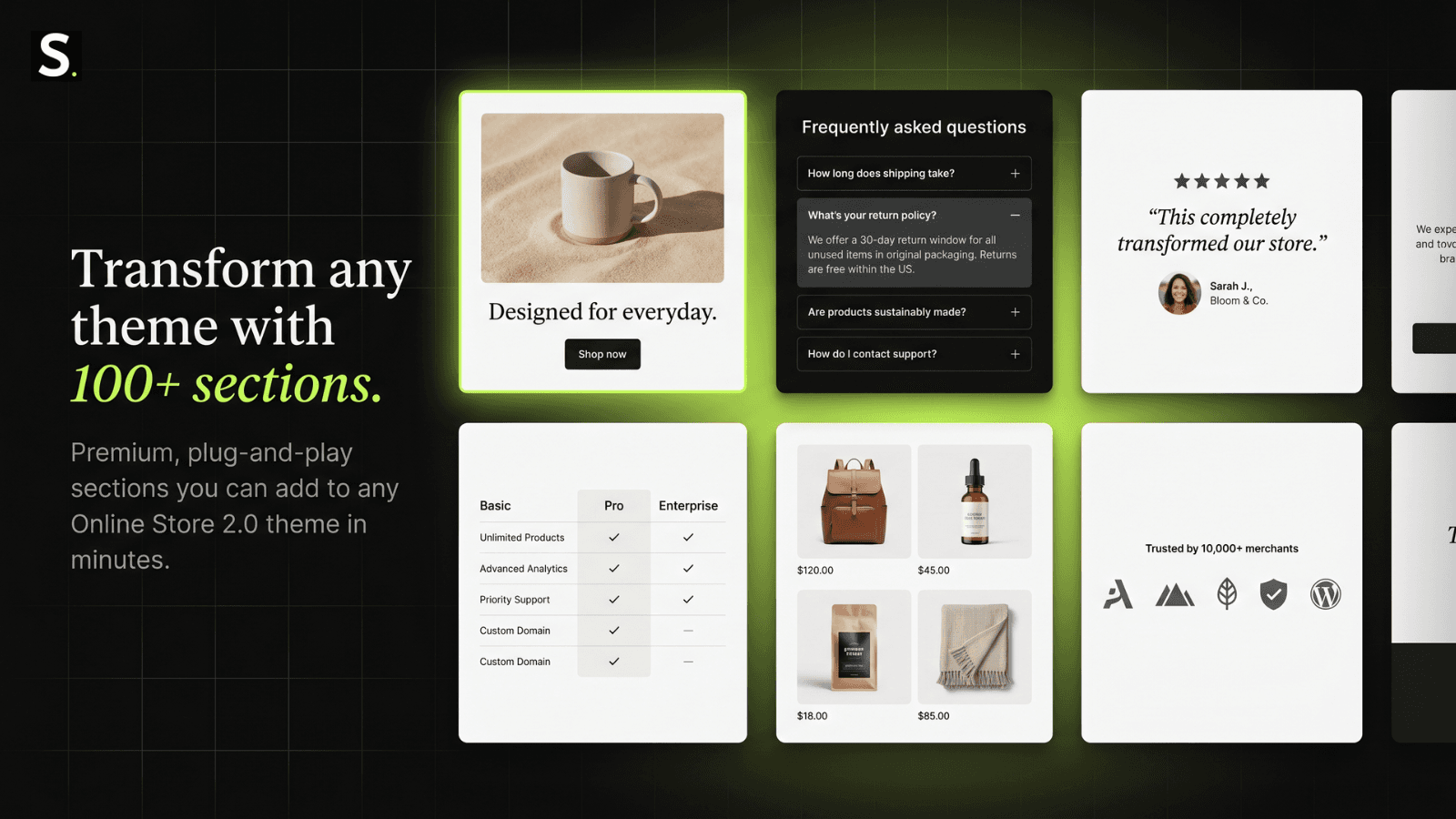 Shopify theme sections app: 100+ premium plug-and-play blocks