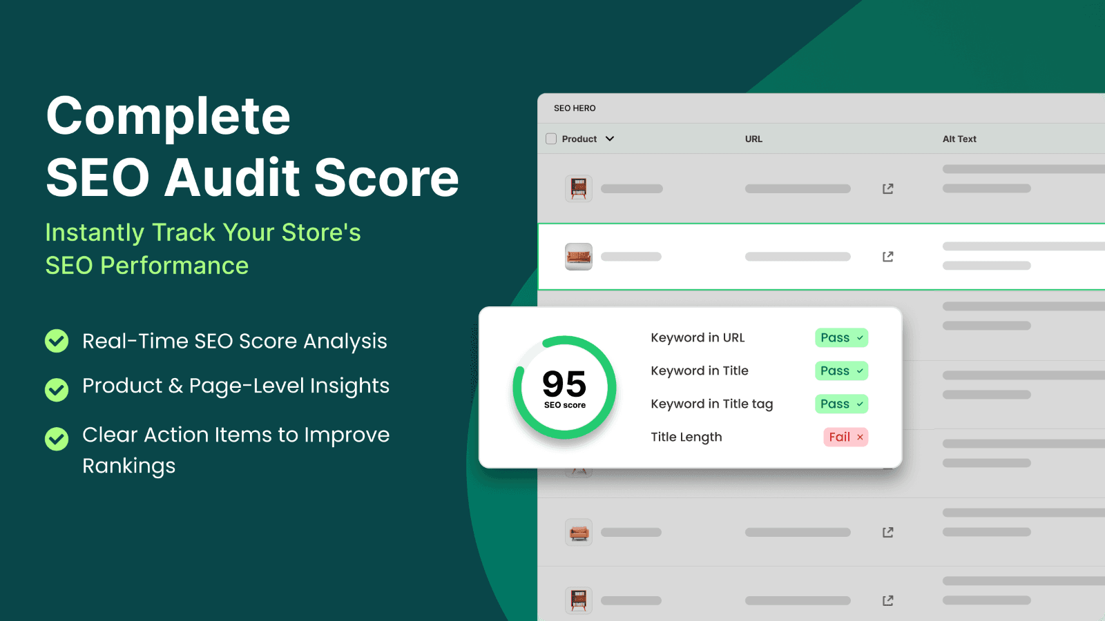Optimize your store with intelligent SEO analysis.
