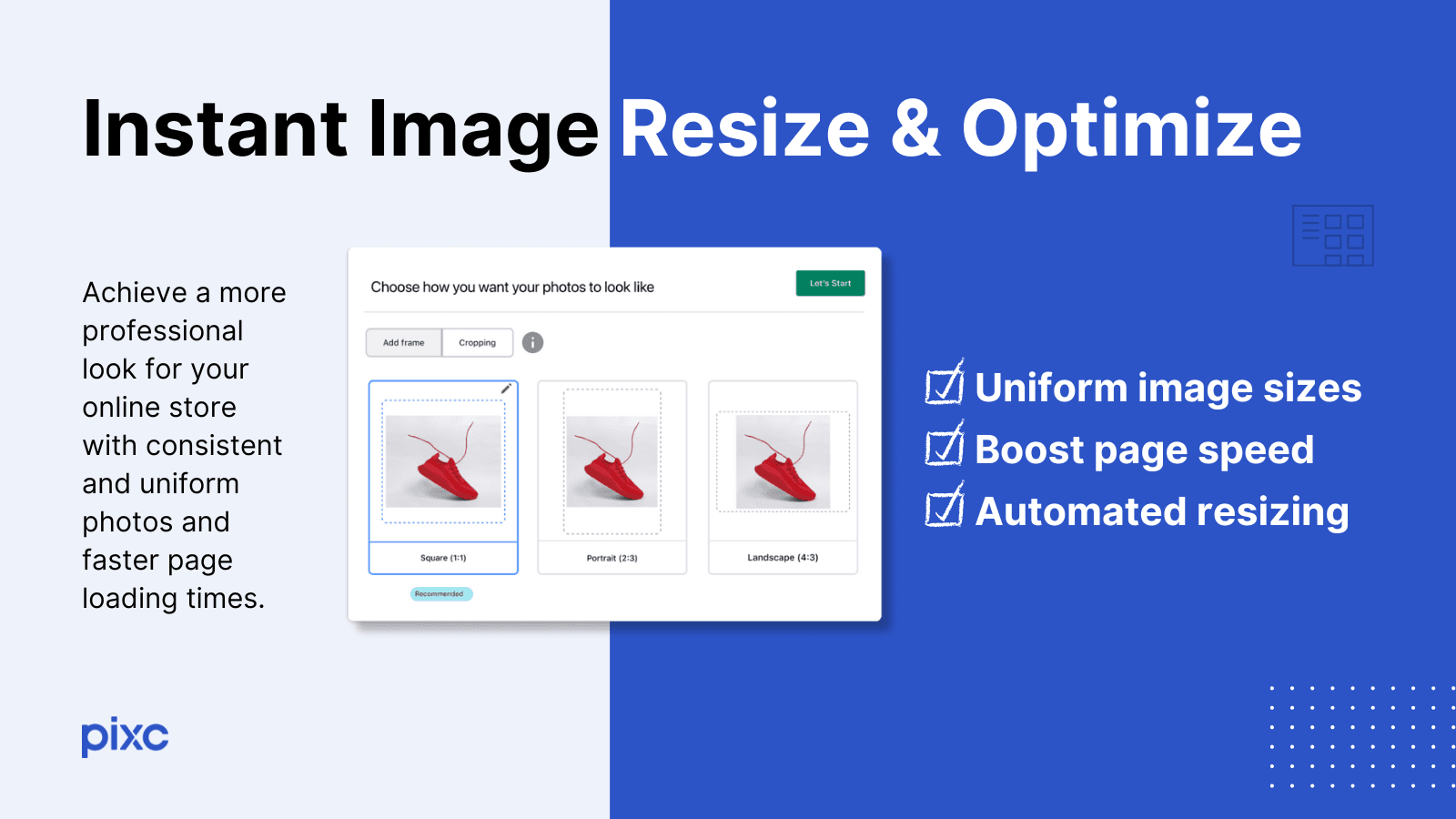 Auto resize and optimize product photos