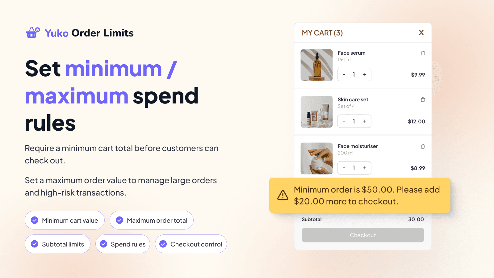 Minimum purchase quantity