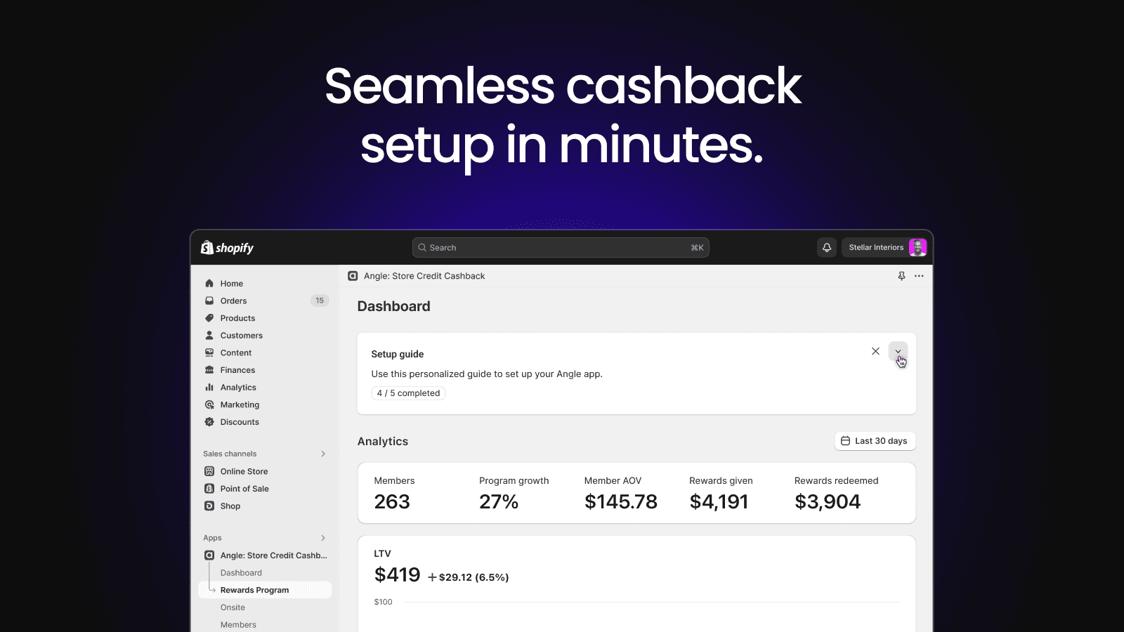 Setup a seamless cashback loyalty program in minutes.