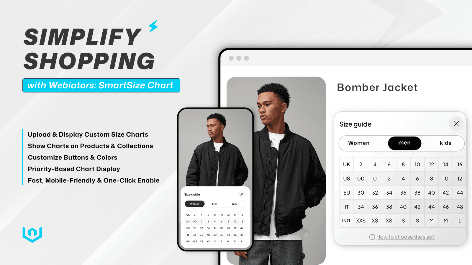 simplify shopping with Webiators: SmartSize Chart