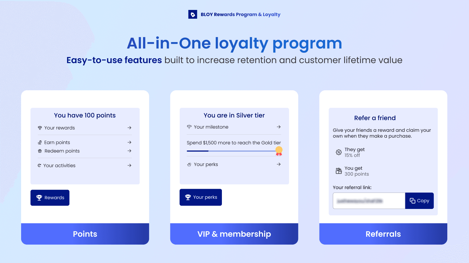 Build customer loyalty with points, rewards, and VIP tiers