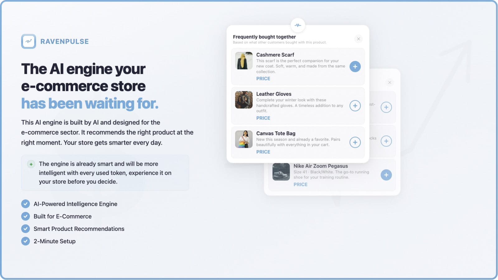 AI product recommendation widget on store product page