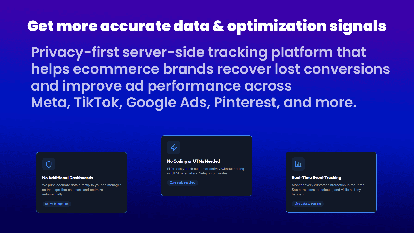 server side tracking for tiktok pixel, meta pixel and google