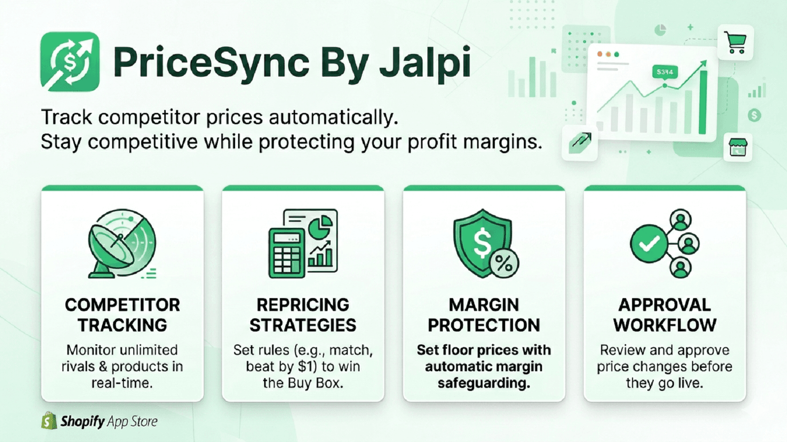 PriceSync overview: tracking, repricing, margin, approval