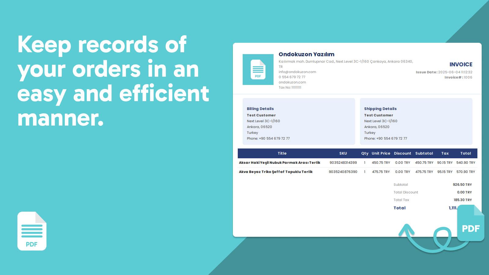 Keep records of your orders in an easy and efficient manner.