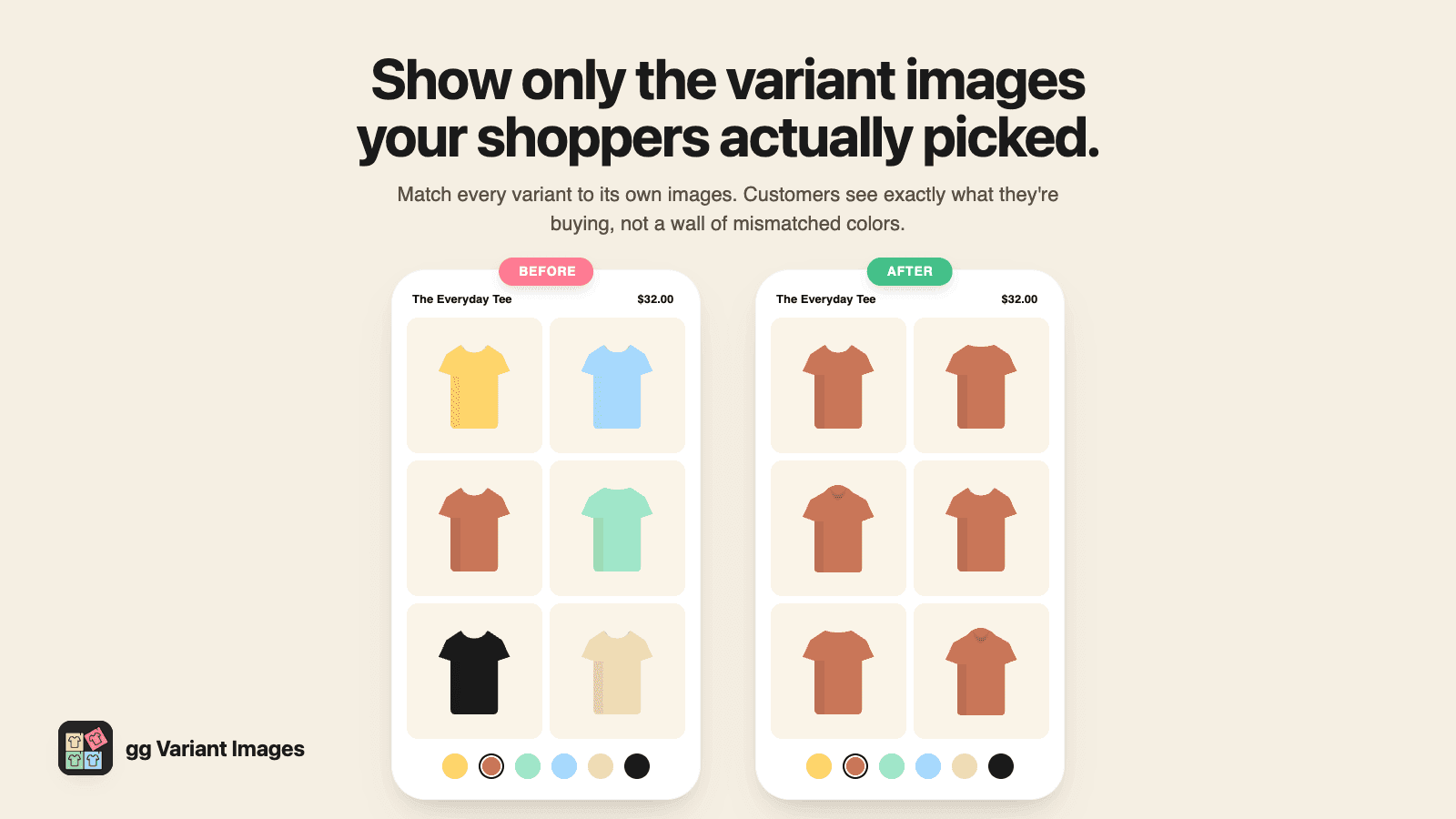 Show only the variant images your shoppers actually picked.
