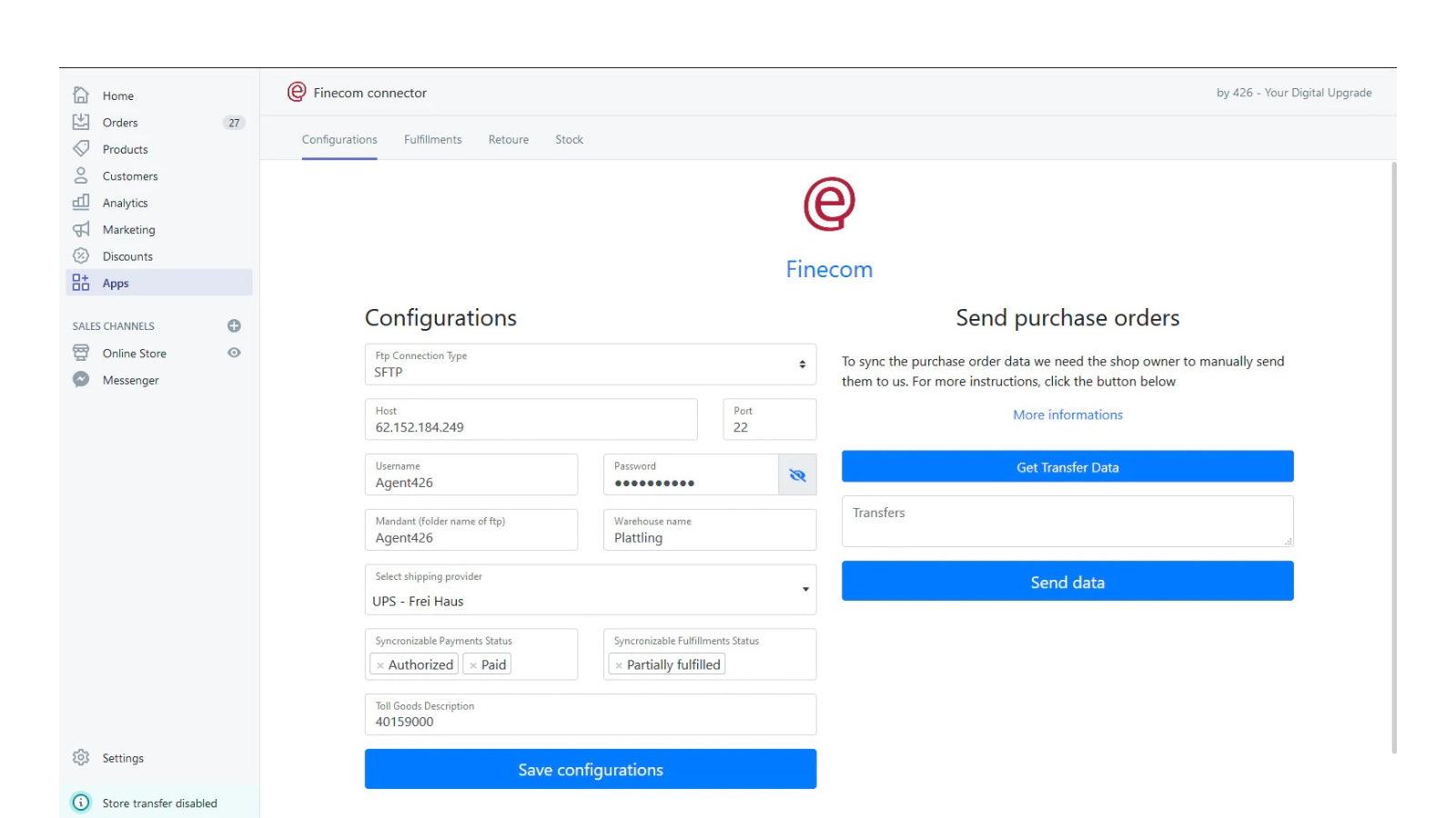 finecom Backend integration