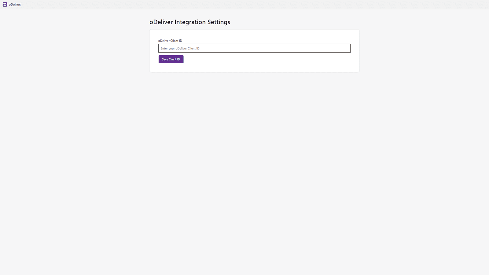 oDeliver Integration Settings