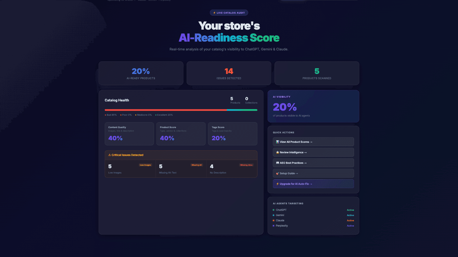 AI audit list and issues warning modal.