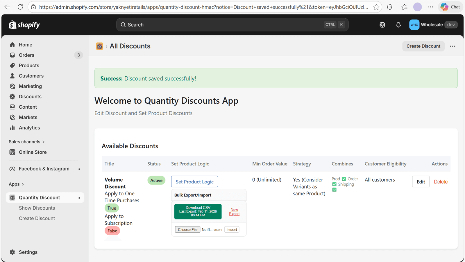 Quantity Discount