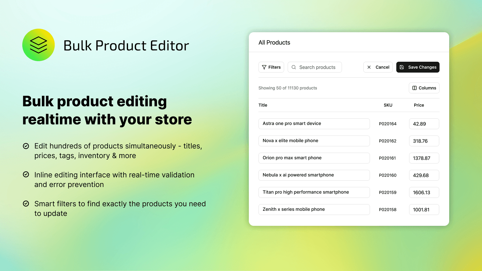 Shopify Bulk Product Editing