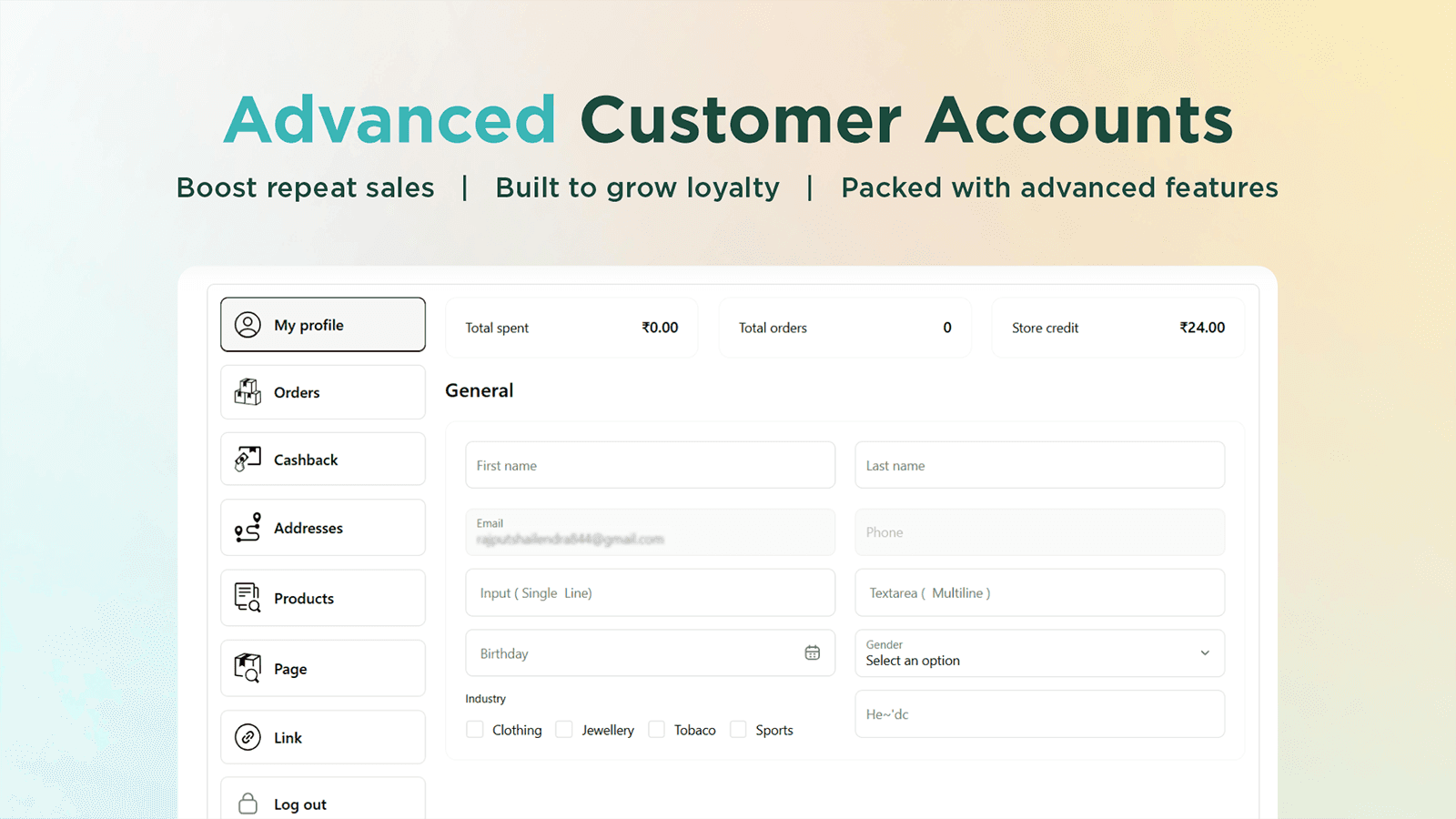 Custlo - Advance Customer Account Pages on Shopify