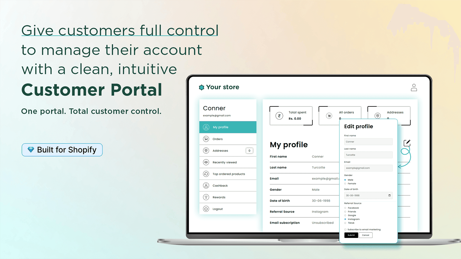 Custlo - Advance Customer Account Pages on Shopify