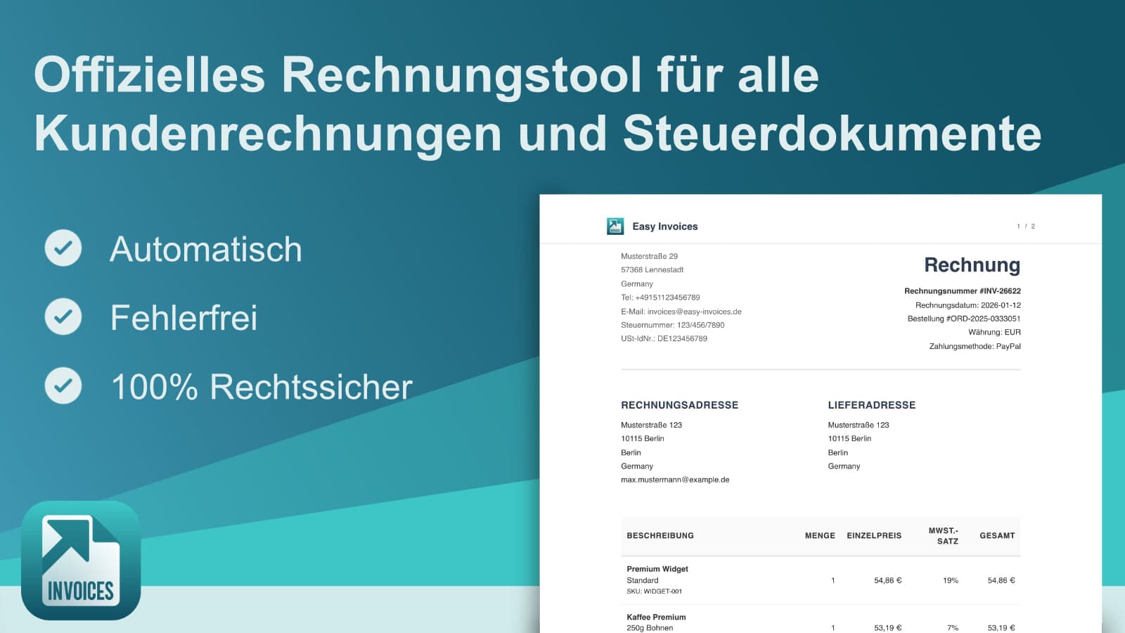 Offizielles Rechnungstool-Kundenrechnungen und Buchführung