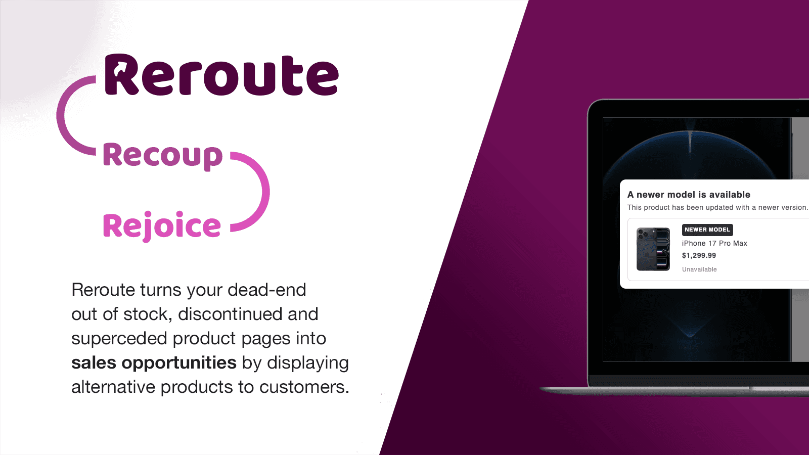 Reroute customers to alternative products out of stock
