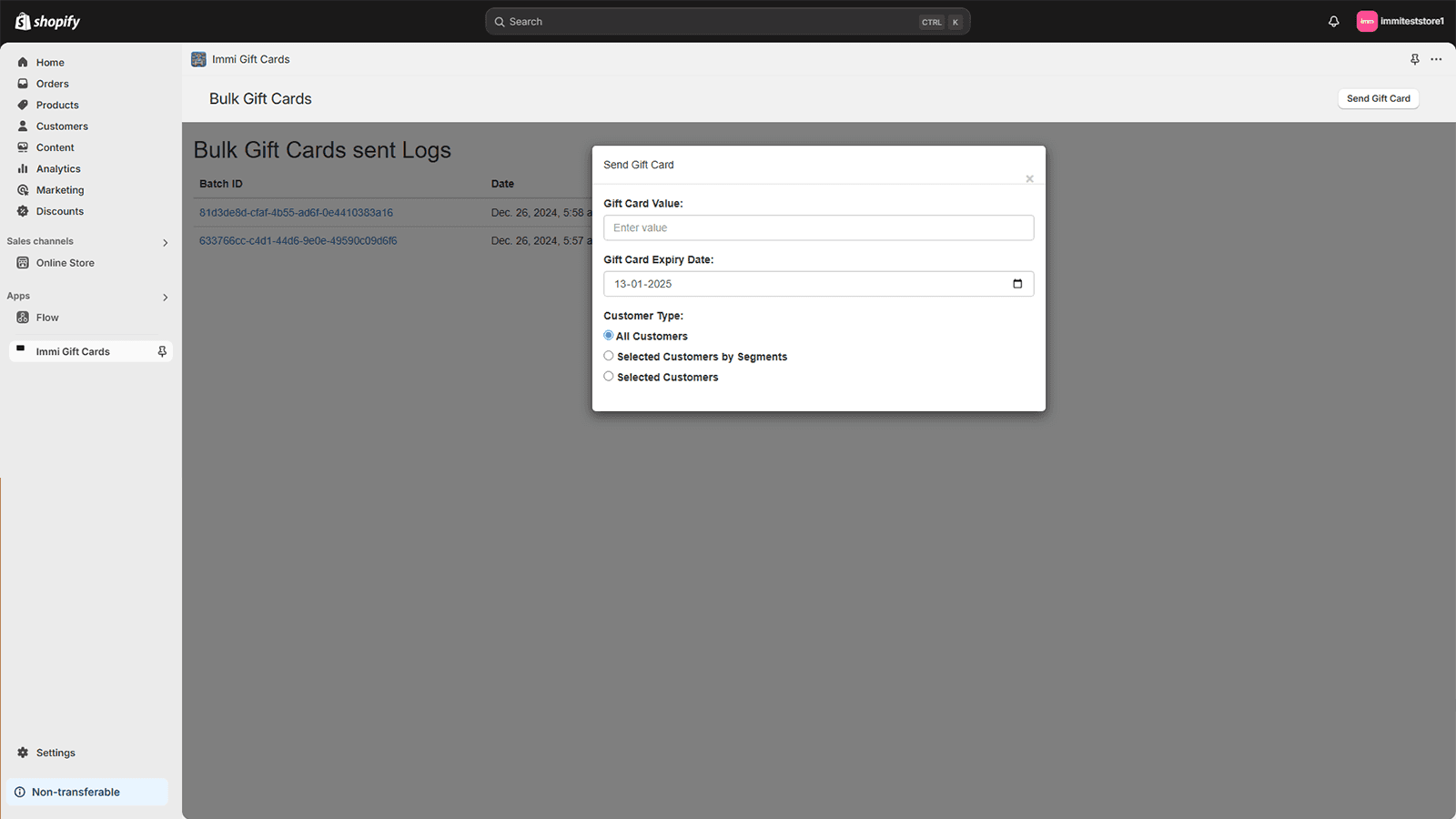 Form to send bulk gif cards