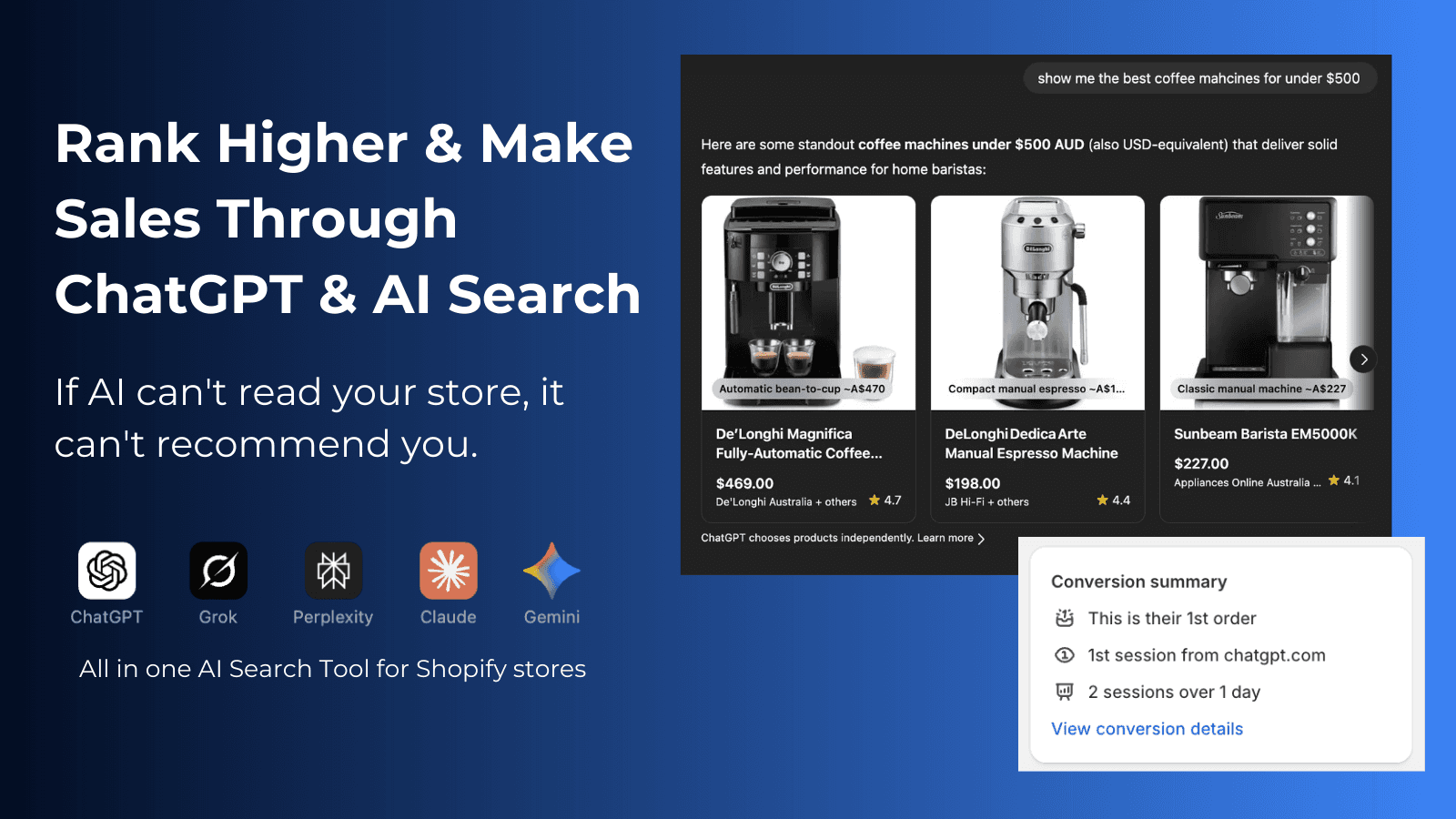 AI search optimization showing ChatGPT recommending products