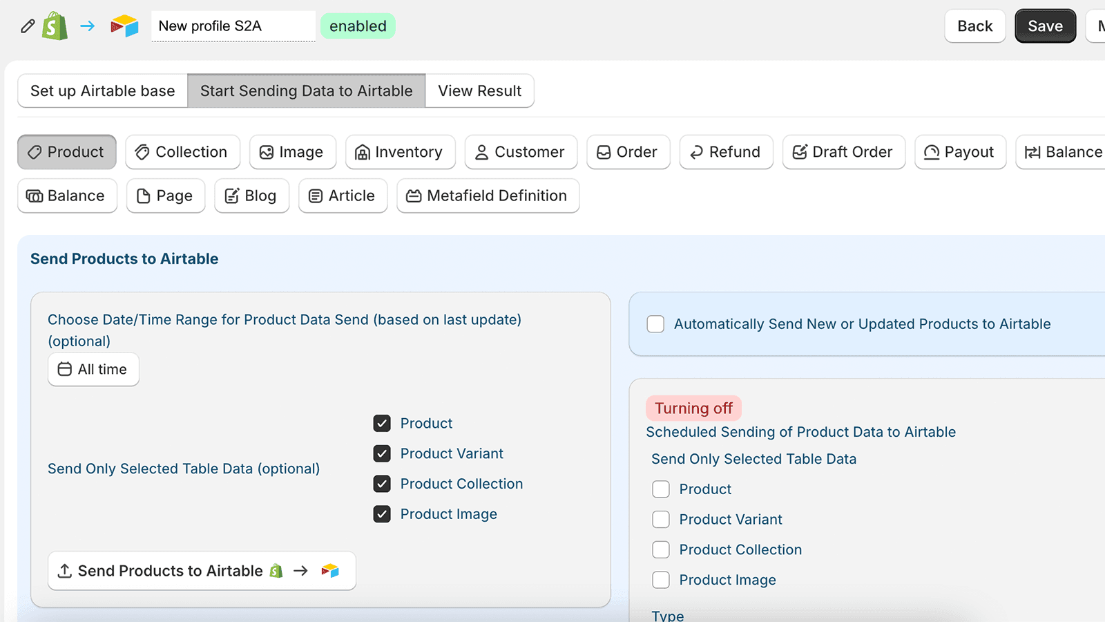 Send data to Airtable