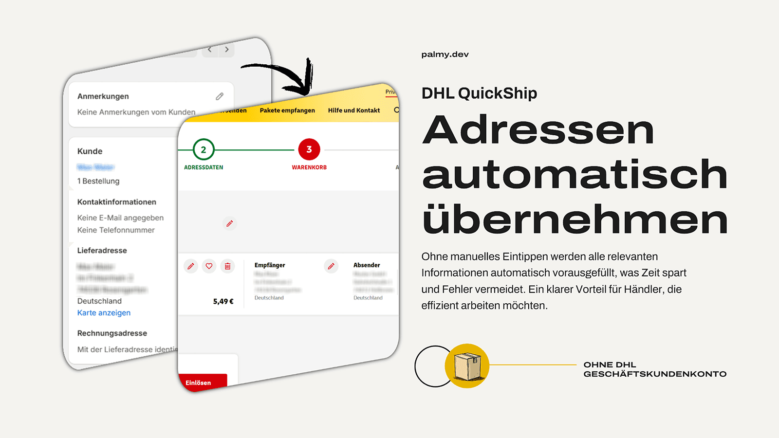 Lieferadressen automatisch von Shopify nach DHL übernehmen.