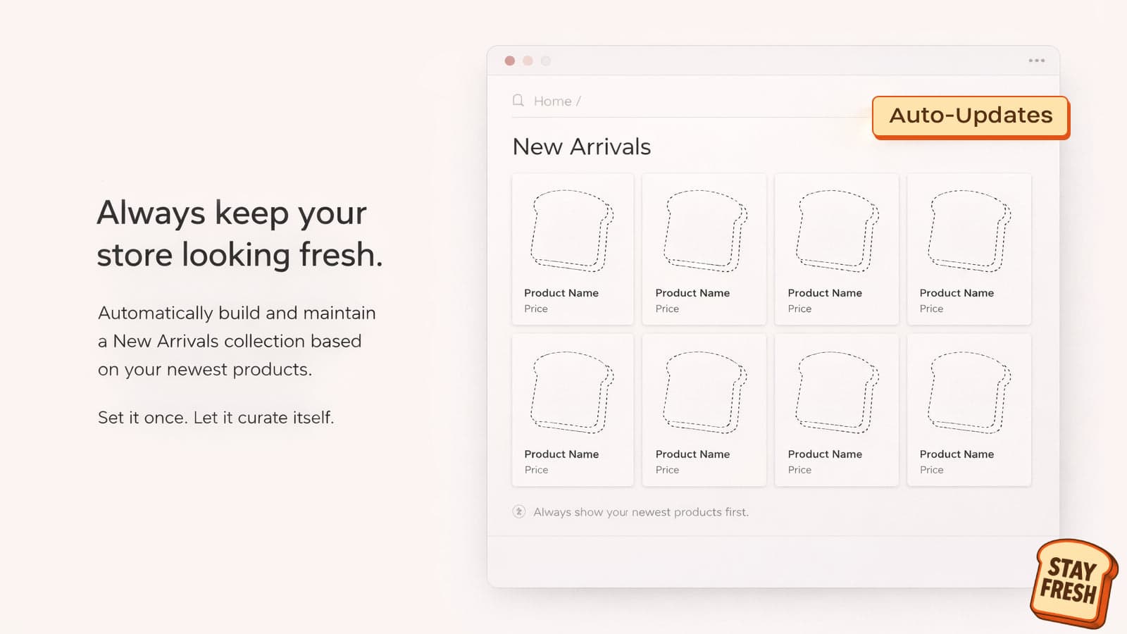 Create a new arrivals collection with simple setup
