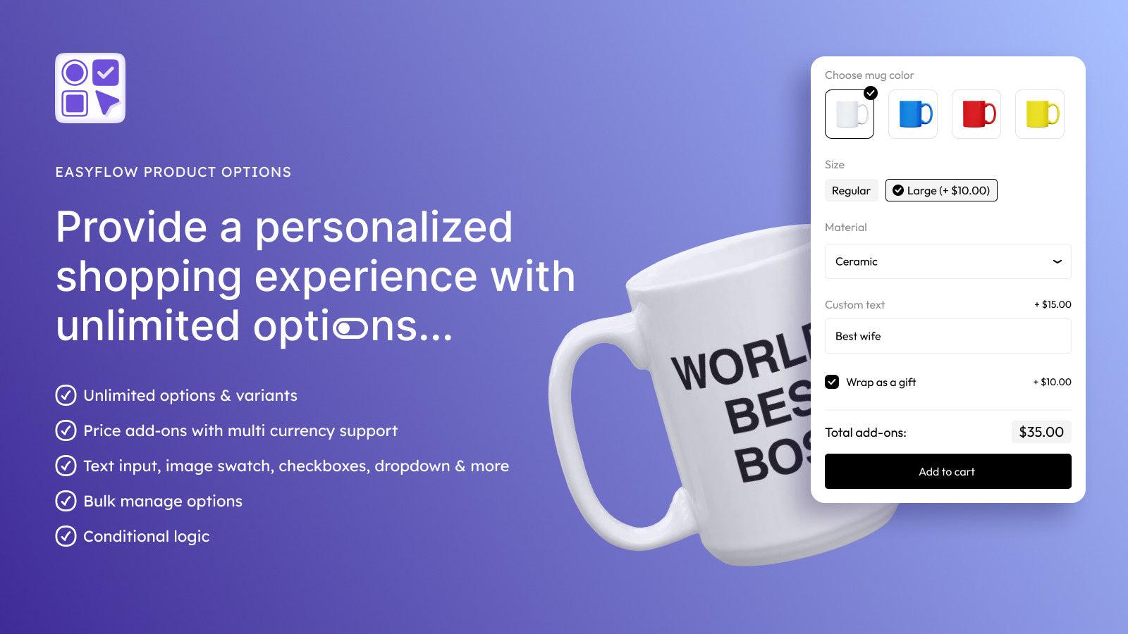 Unlimited product options with EasyFlow