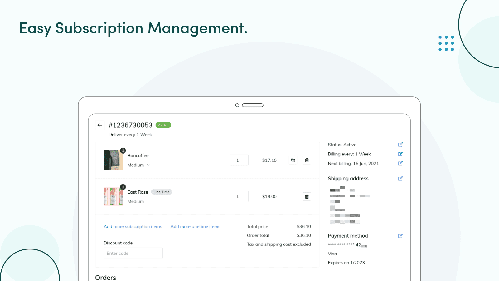 Shopify Subscriptions app to create custom subscription plans