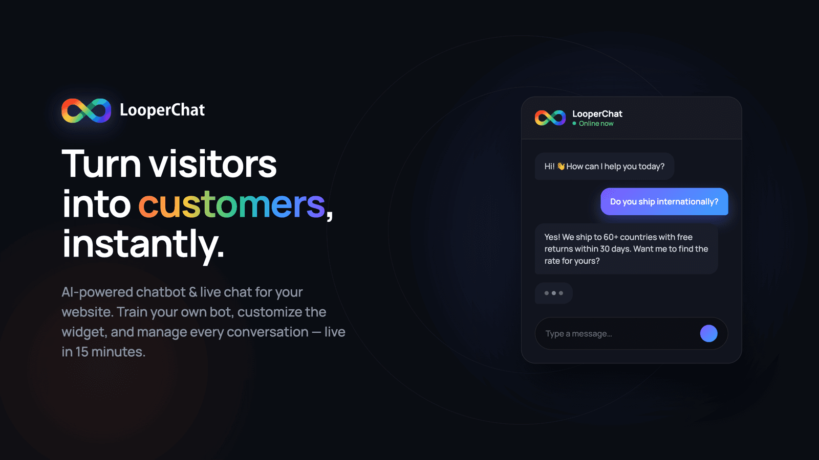 LooperChat AI chat and support widget for shopify stores