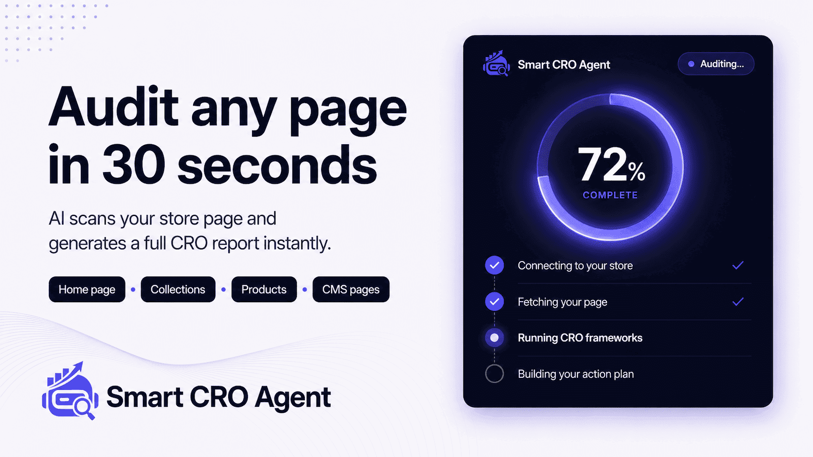 AI scans your store page and generates a full CRO Report