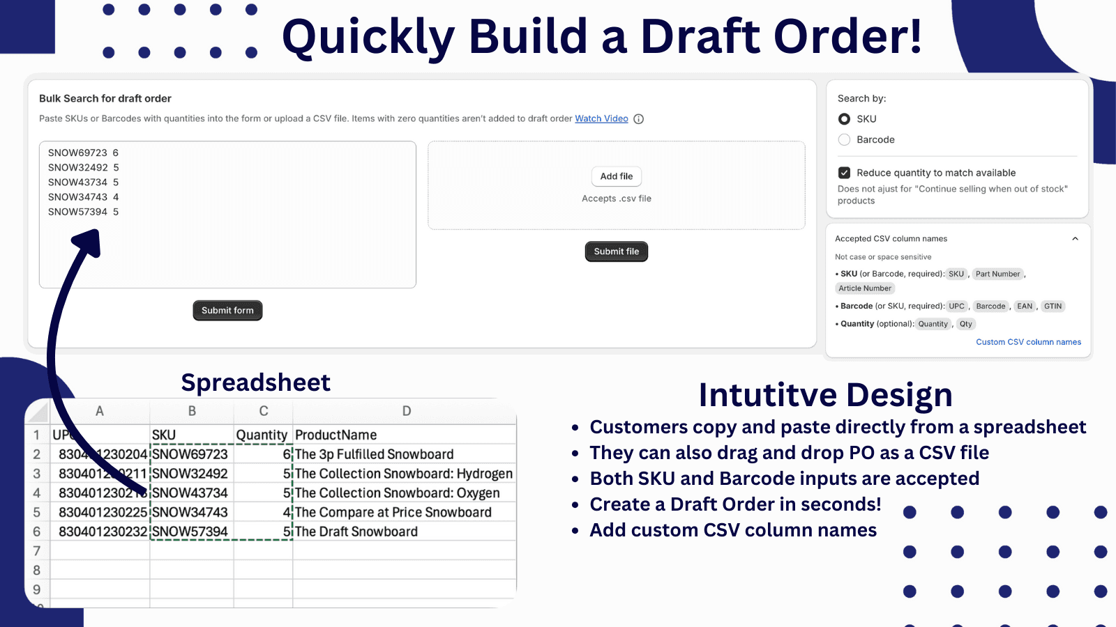 Admin quick order for easy draft order creation