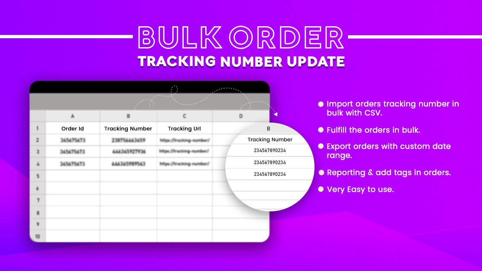 Bulk Tracking Number update banner