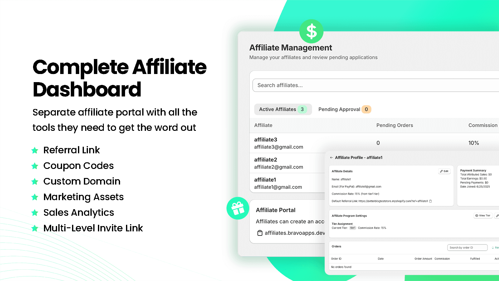 Easy affiliate onboarding with programs, approval, tracking