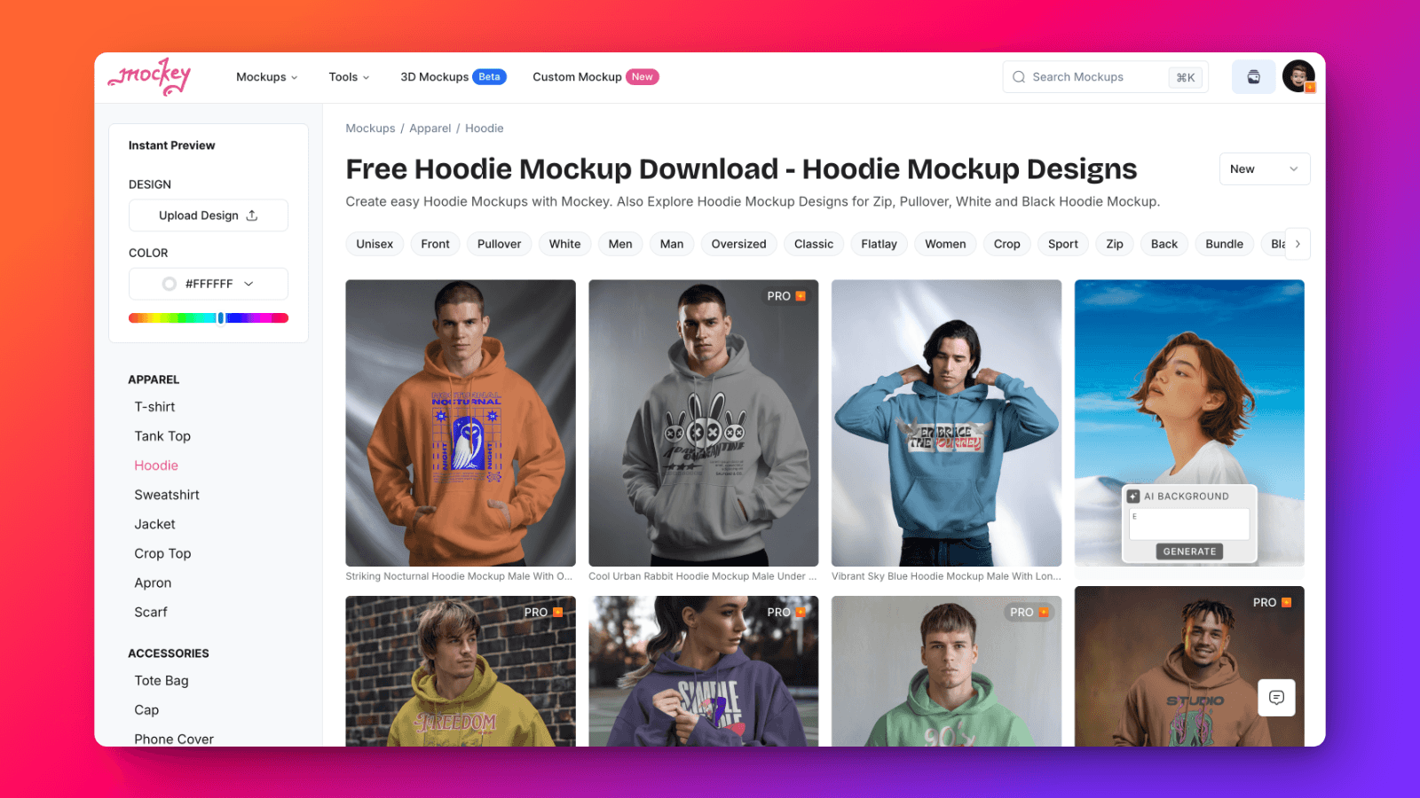 Select from variety of mockups