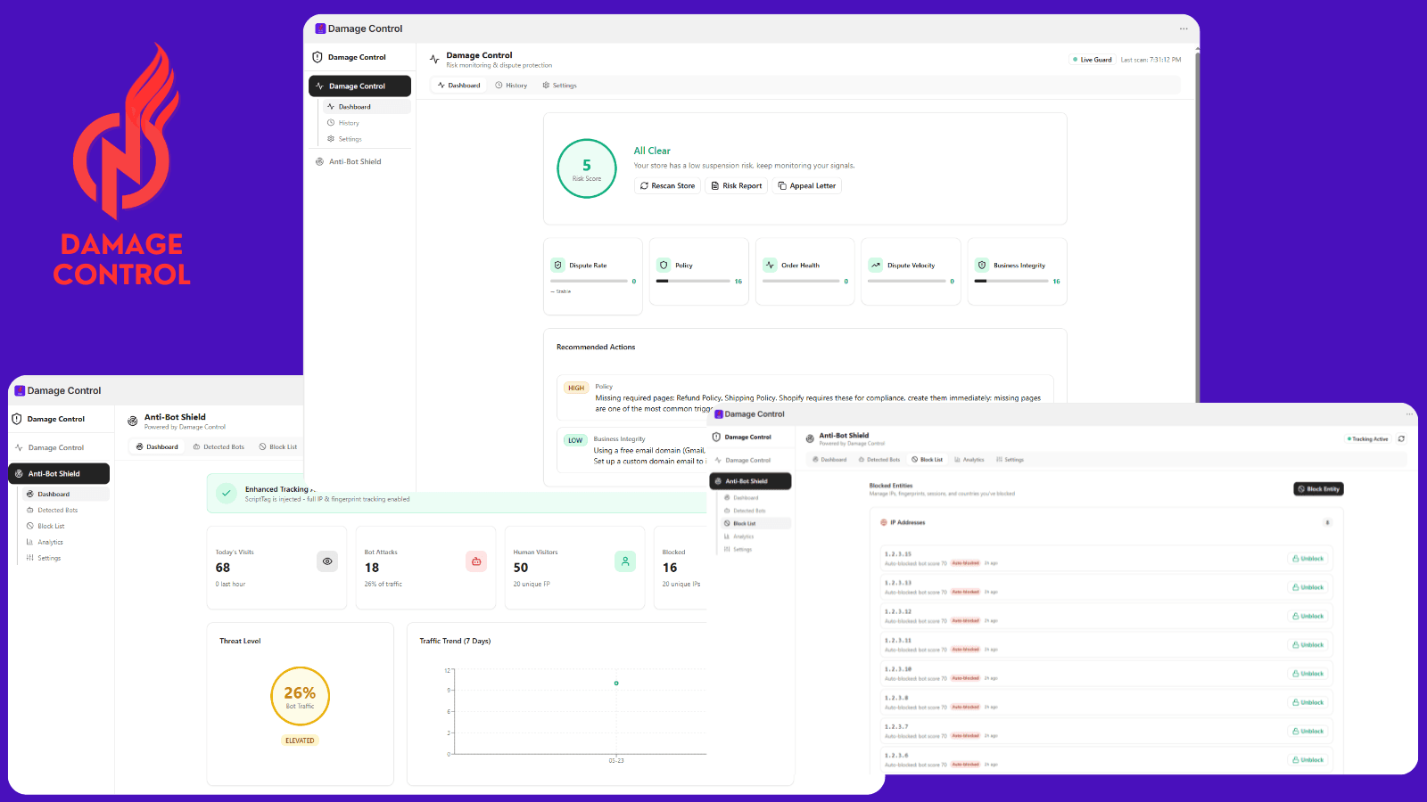 Dashboard of Damage Control