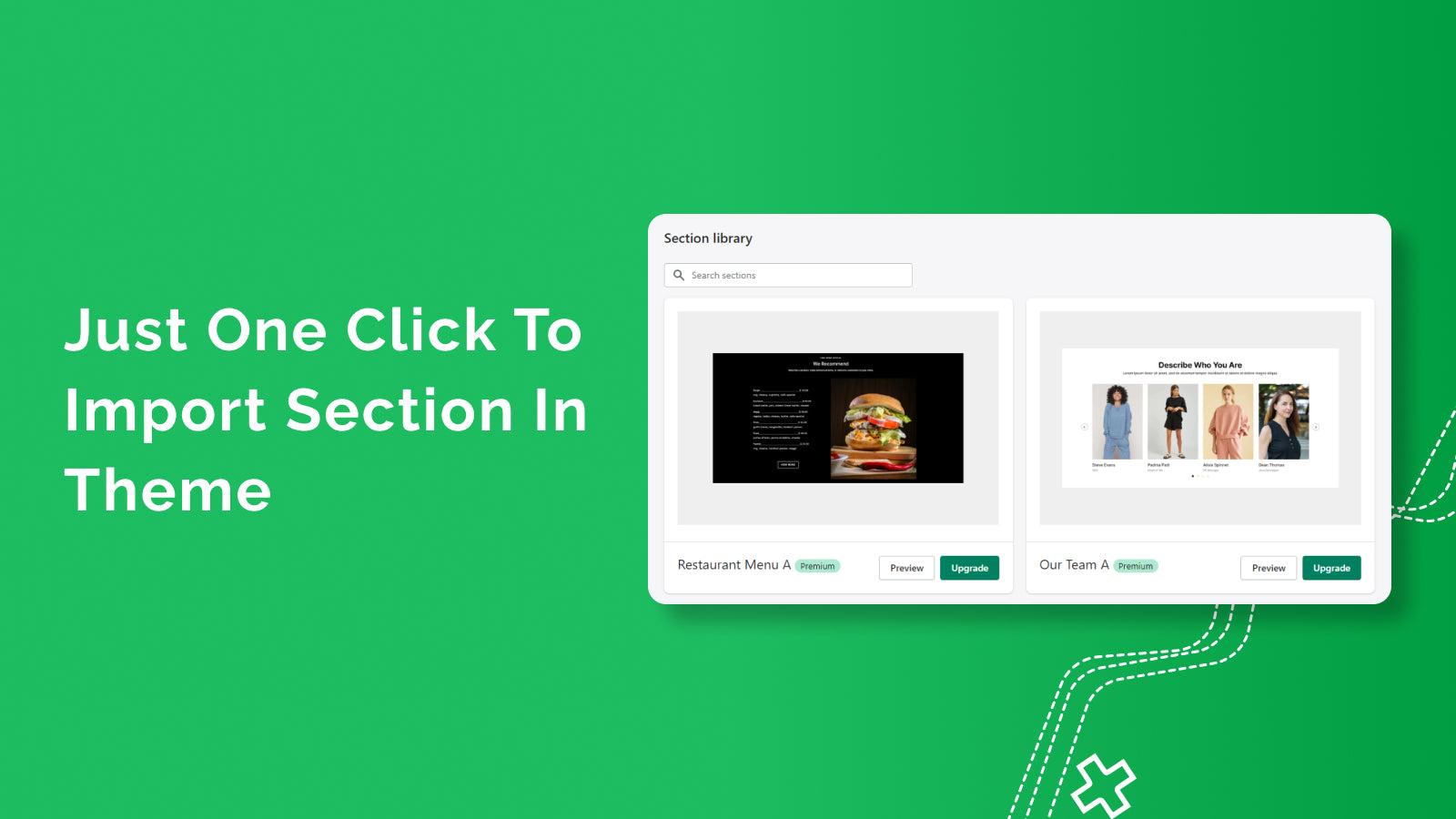 Just One Click to Import section in theme