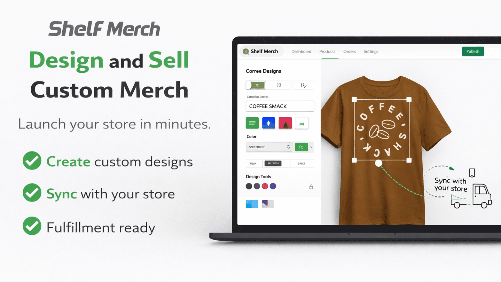 ShelfMerch app for designing and selling custom merch on Shopify