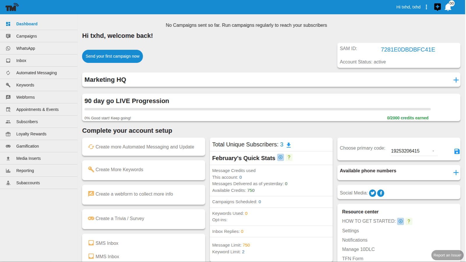 Dashboard Page