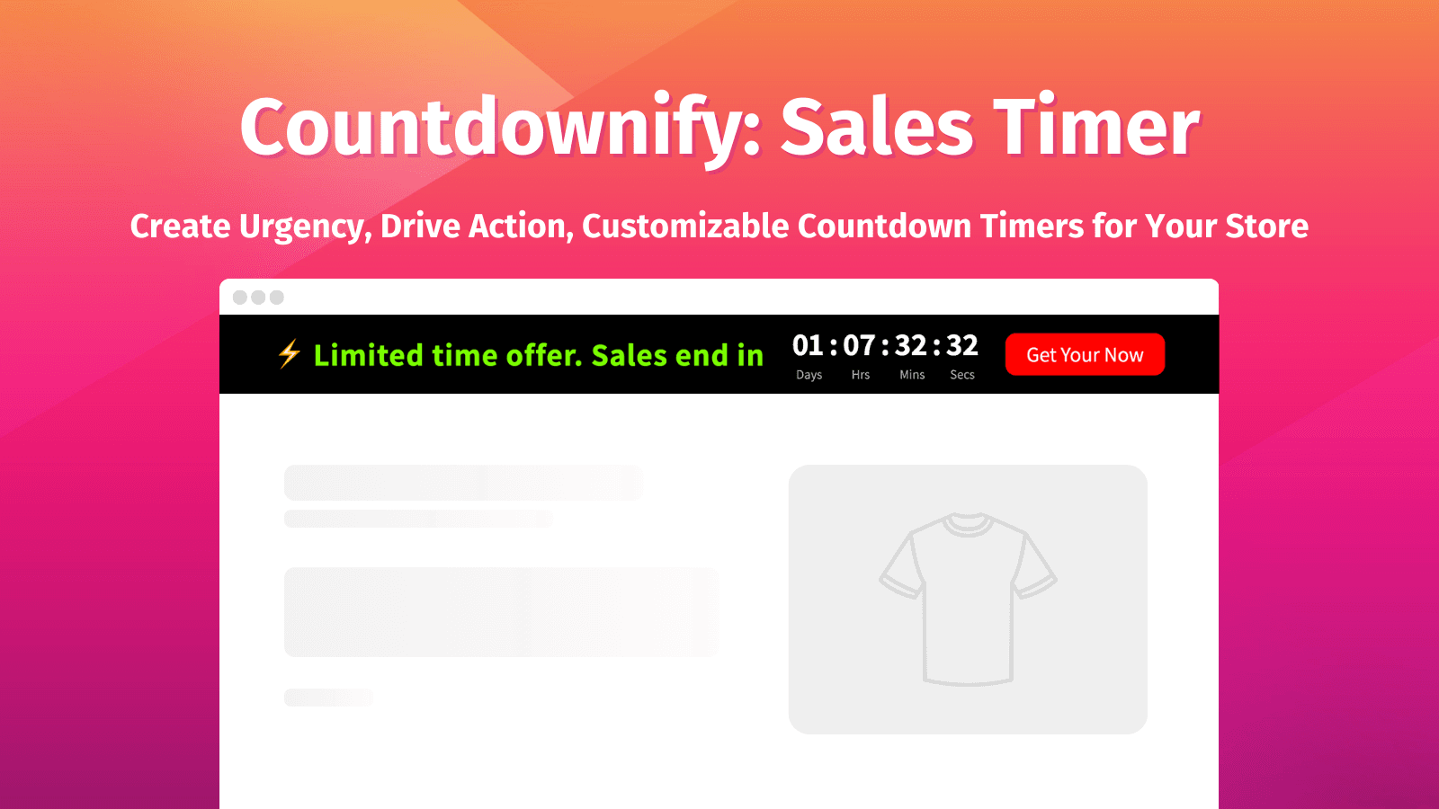Customizable countdown timer on Shopify product page