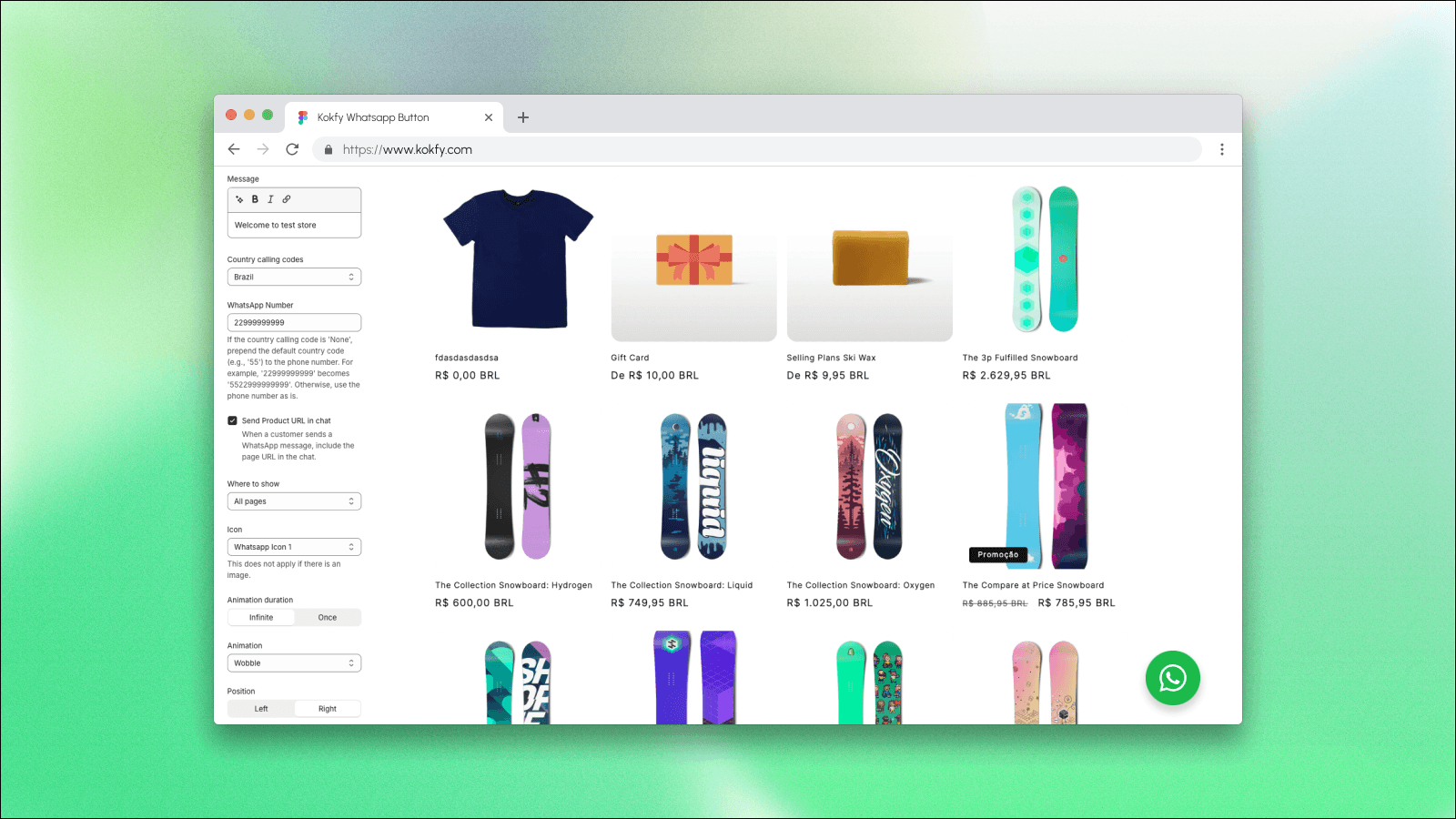 kokfy whatsapp button inside shopify editor