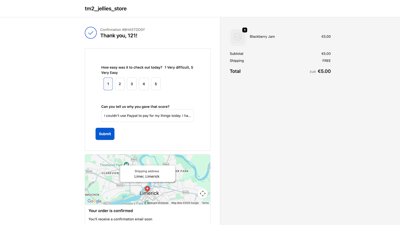 A trustMnder survey in the Thank You page