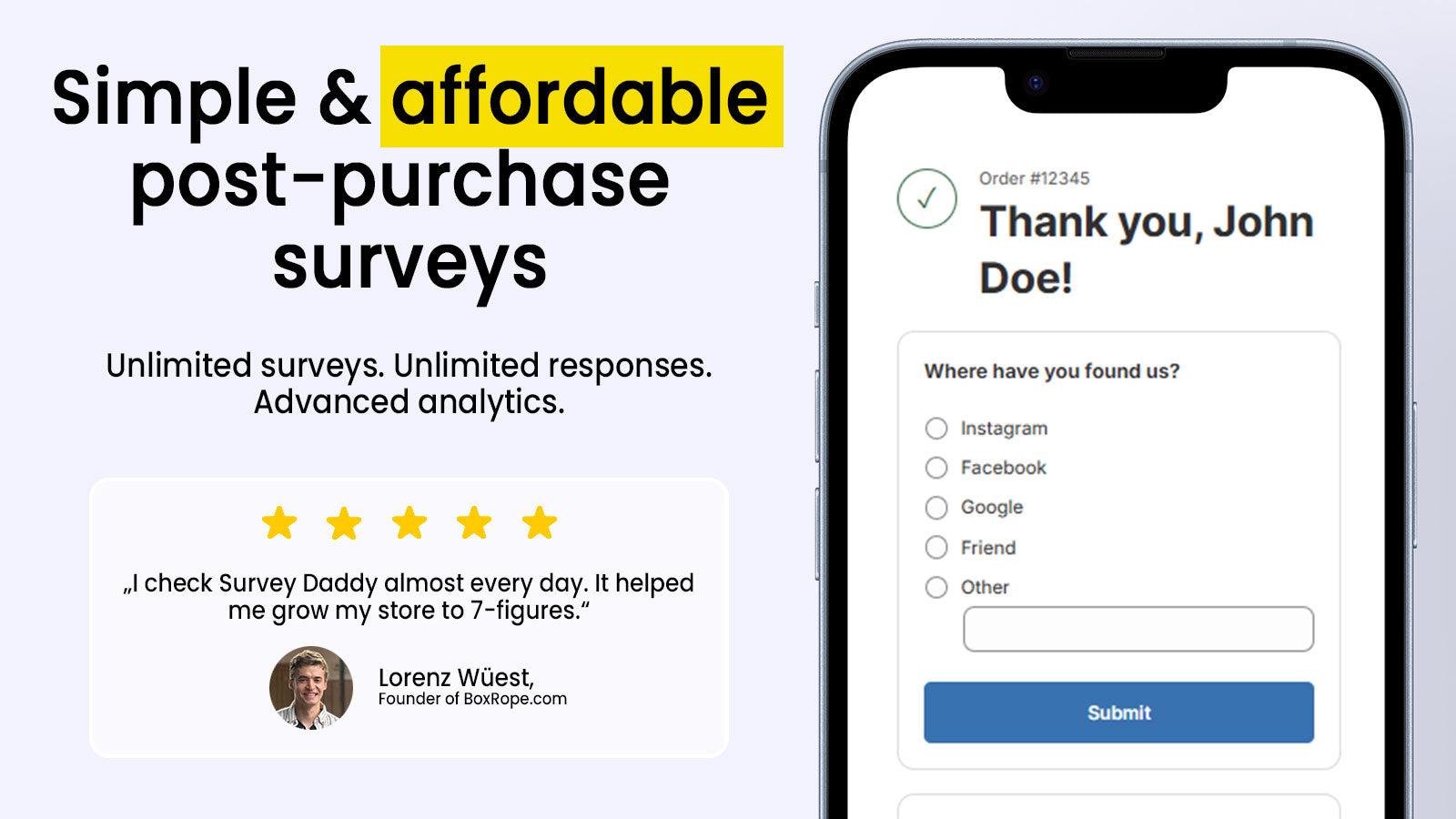 post purchase survey app shopify