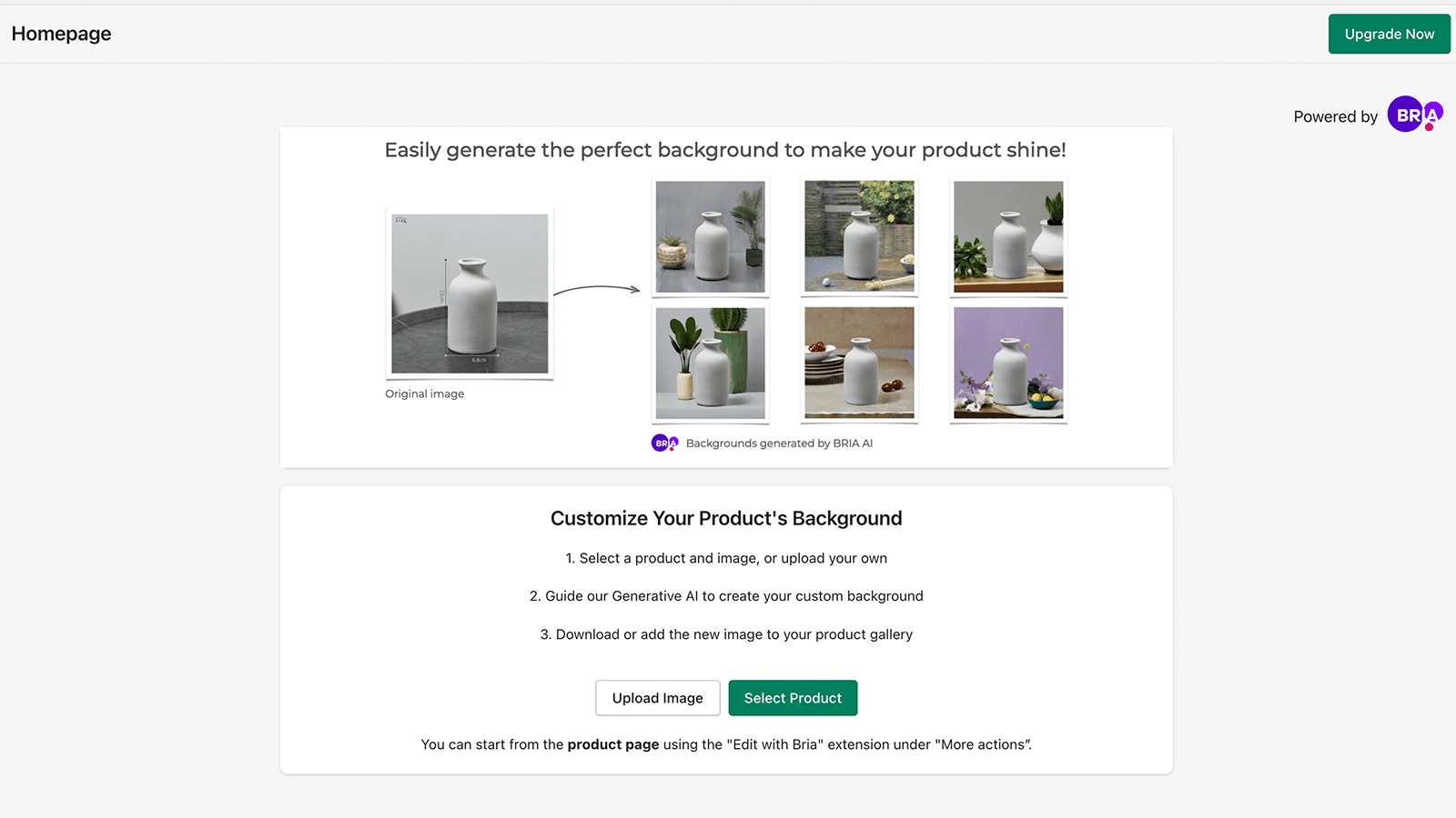 BRIA AI Background Editor Homepage