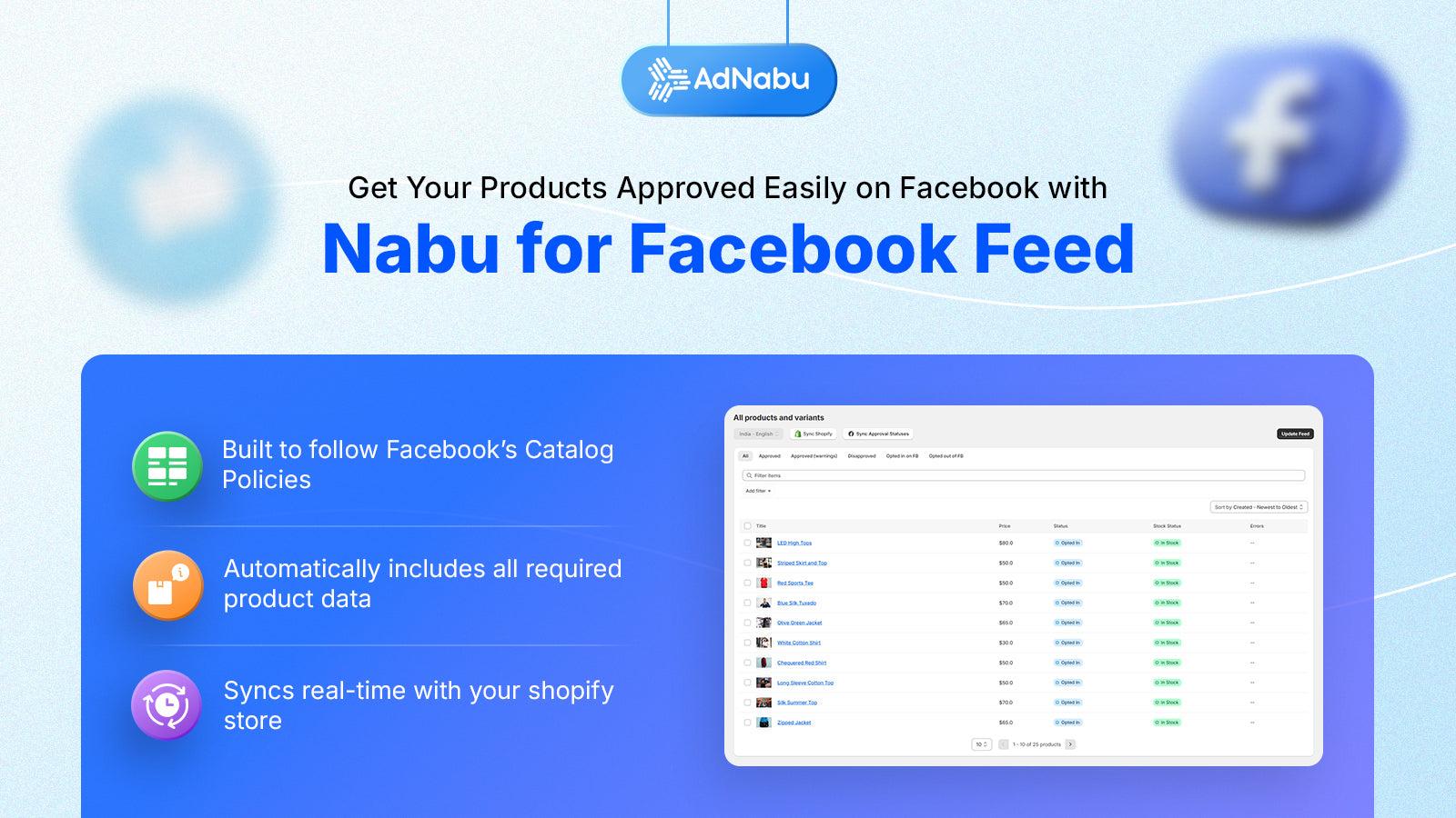 Instant sync with Facebook for product info