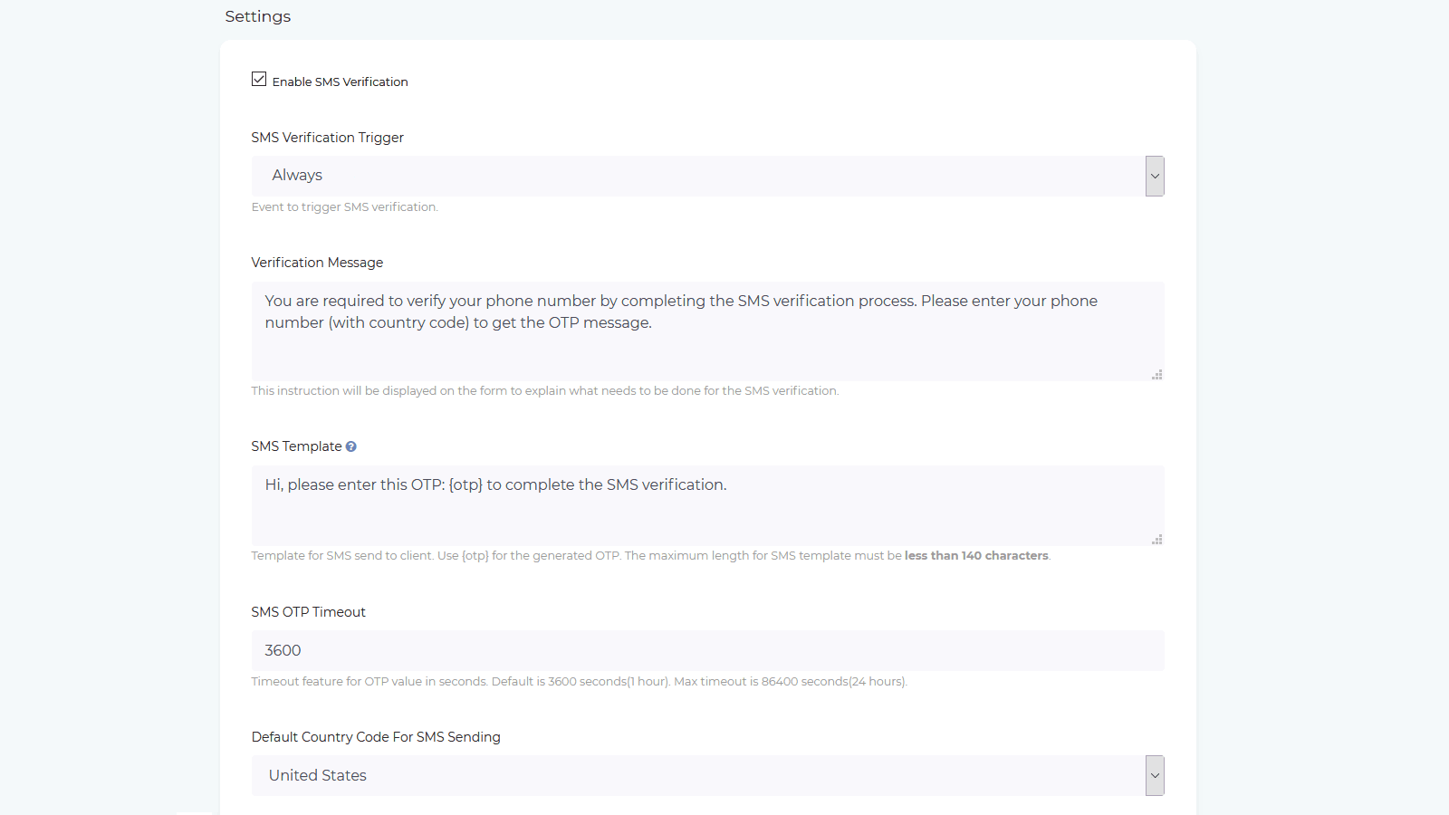 FraudLabs Pro SMS Verificaction App Settings