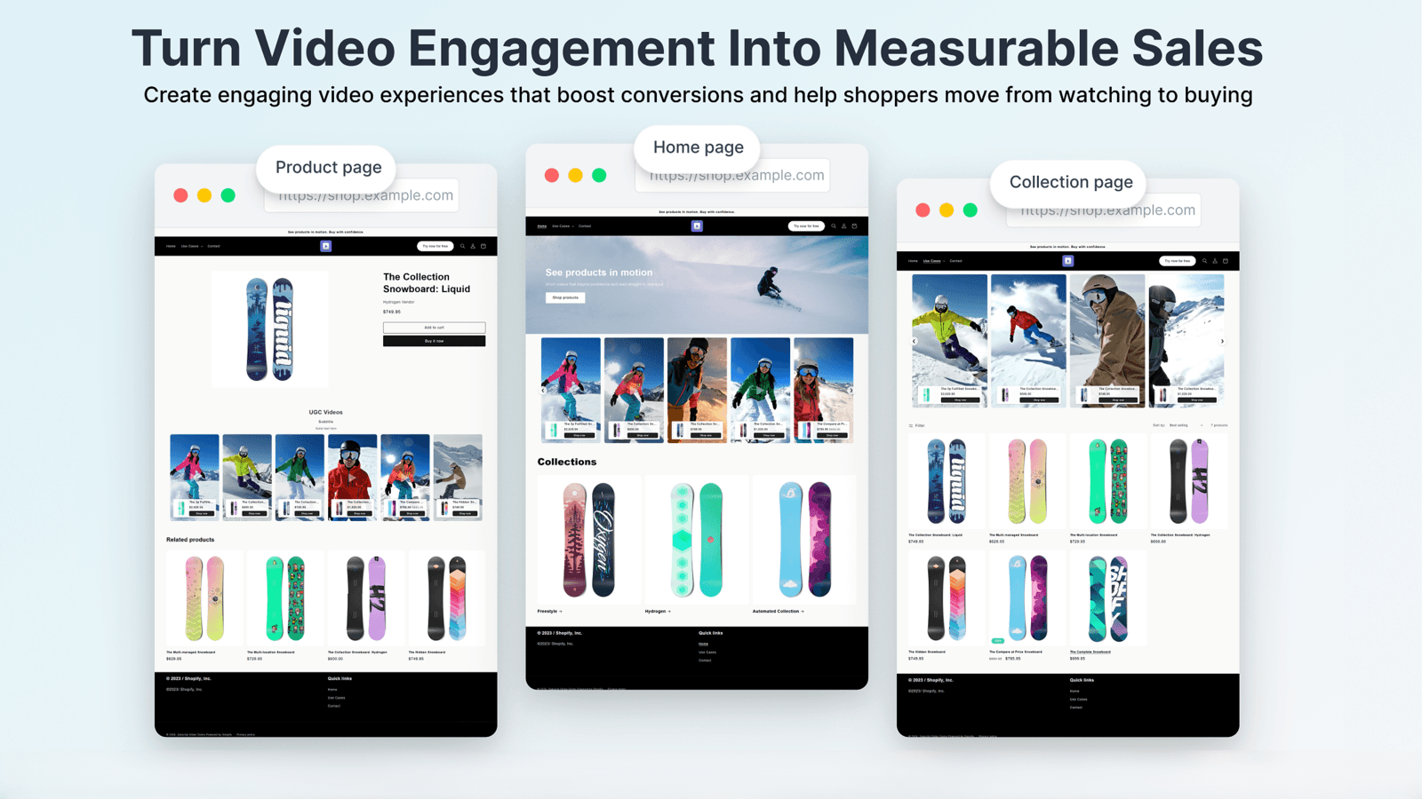 Shoppable video reels on product, home, and collection pages