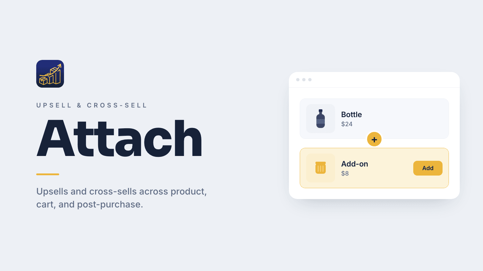Attach upsell app: add-on joining a product in a store widget