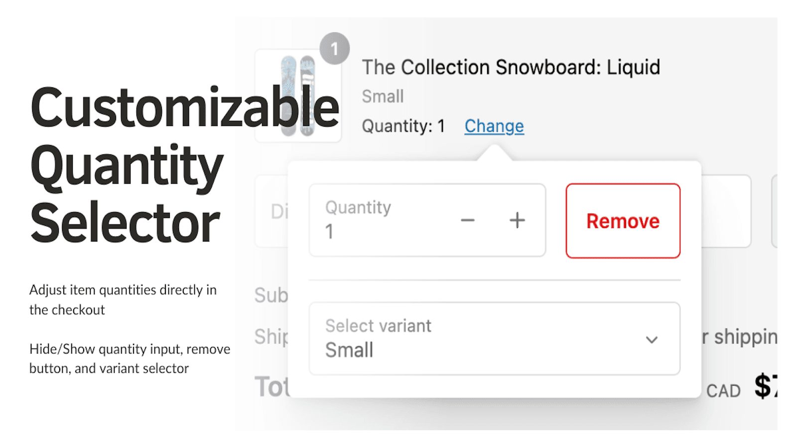 Customizable Quantity Selector