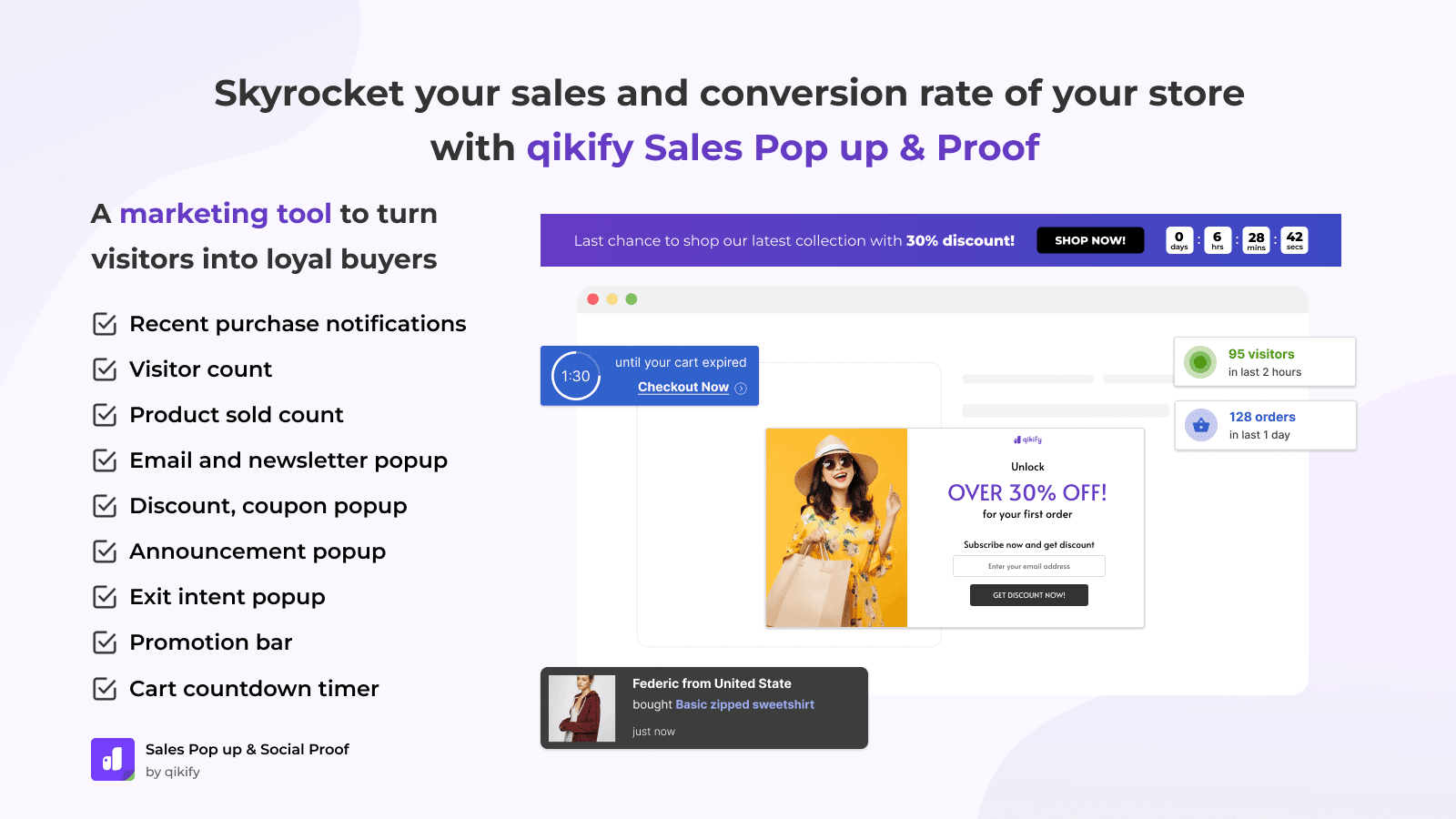 qikify Sales Pop up, Social Proof to increase sales in BFCM
