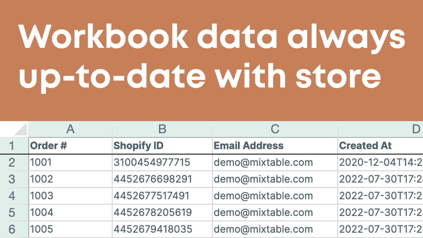 Spreadsheet always in sync with your store data